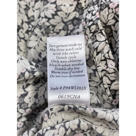 Edgehill Collection Girls 4T Floral Long Sleeve Blouse 100% Cotton Grey White Pi - Picture 7 of 8